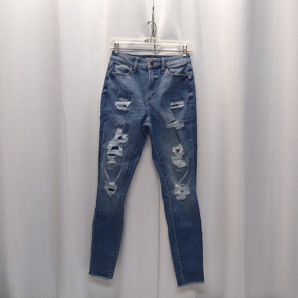 SO Super High Rise Curvy Jegging Tag Size 7/28W Actual 26x28 Distressed Denim